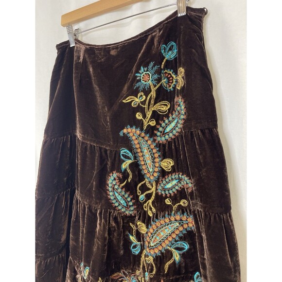 Vtg Fairy Women 8 Brown Velvet Embroidered Whimsygoth Whimsical Grunge Gypsy Y2K - Picture 3 of 9